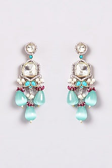 White Finish Zircon Jhumka Earrings