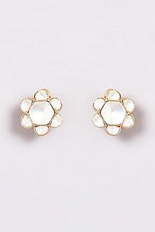 Gold Finish Zircon Stud Earrings