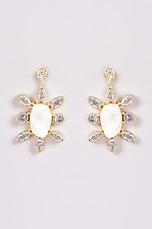 Gold Finish Shell Pearl Dangler Earrings