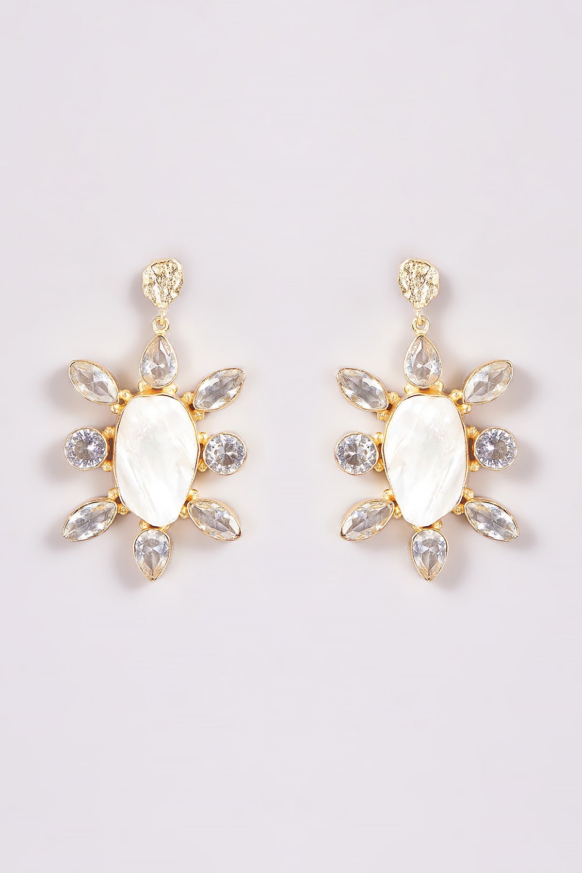 Gold Finish Shell Pearl Dangler Earrings