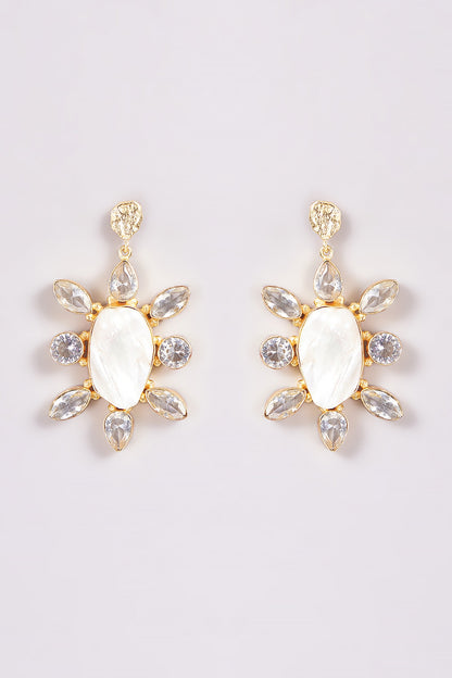Gold Finish Shell Pearl Dangler Earrings