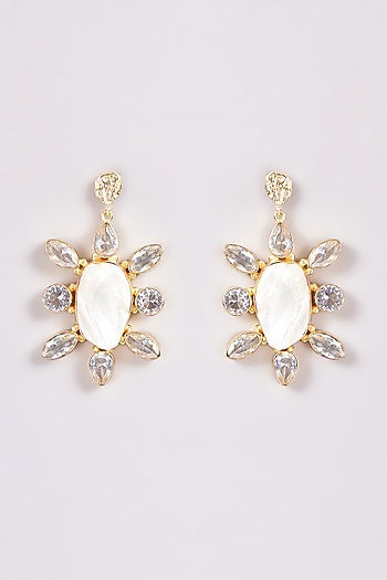 Gold Finish Shell Pearl Dangler Earrings