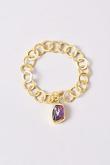Gold Finish Amethyst Bracelet