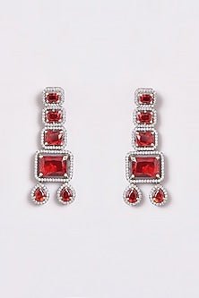 White Finish Zircon Dangler Earrings