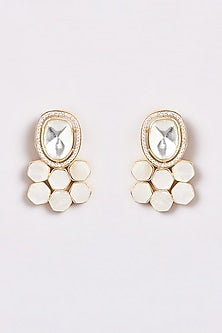 Gold Finish Mother Of Pearl Dangler Earrings