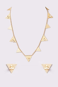 Gold Finish Pearl Long Necklace Set