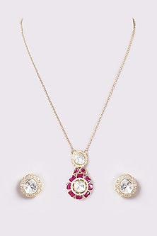 Gold Finish Zircon Long Necklace Set