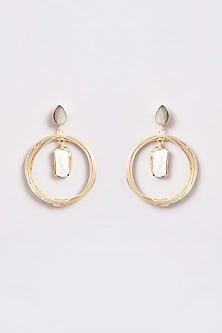 Gold Finish Mother Of Pearl Dangler Earrings