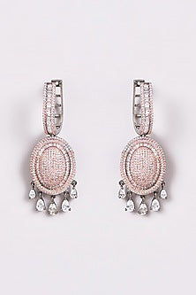White Finish Zircon Dangler Earrings