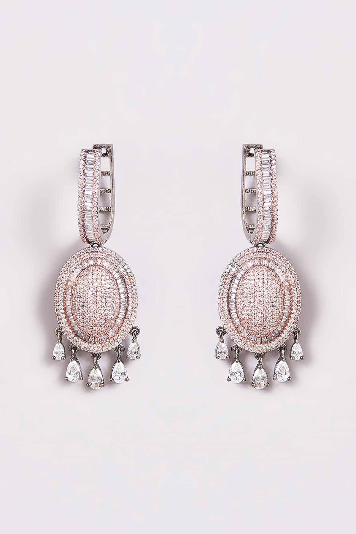 White Finish Zircon Dangler Earrings
