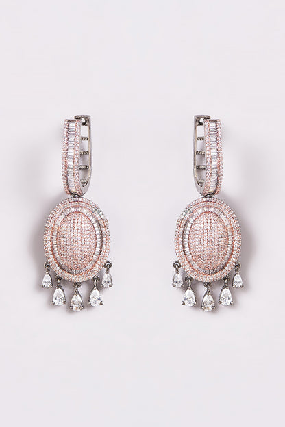 White Finish Zircon Dangler Earrings