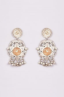 White Finish Pearl & Agate Chandbali Earrings