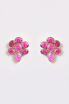 Gold Finish Onyx Stud Earrings