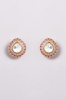 Gold Finish Zircon Stud Earrings