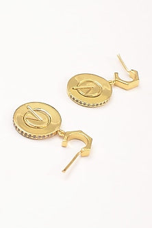 Gold Plated Zircon Dangler Dome Earrings
