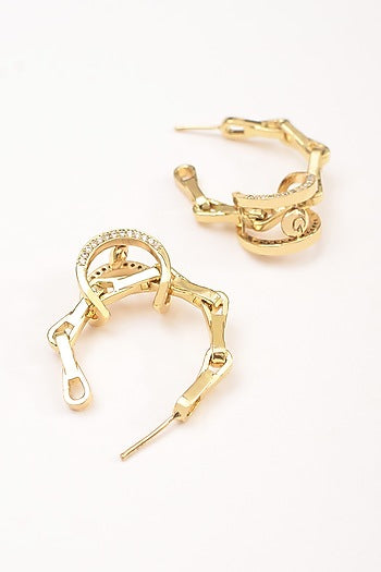 Gold Plated Zircon Kinetic Small Hoop Earrings