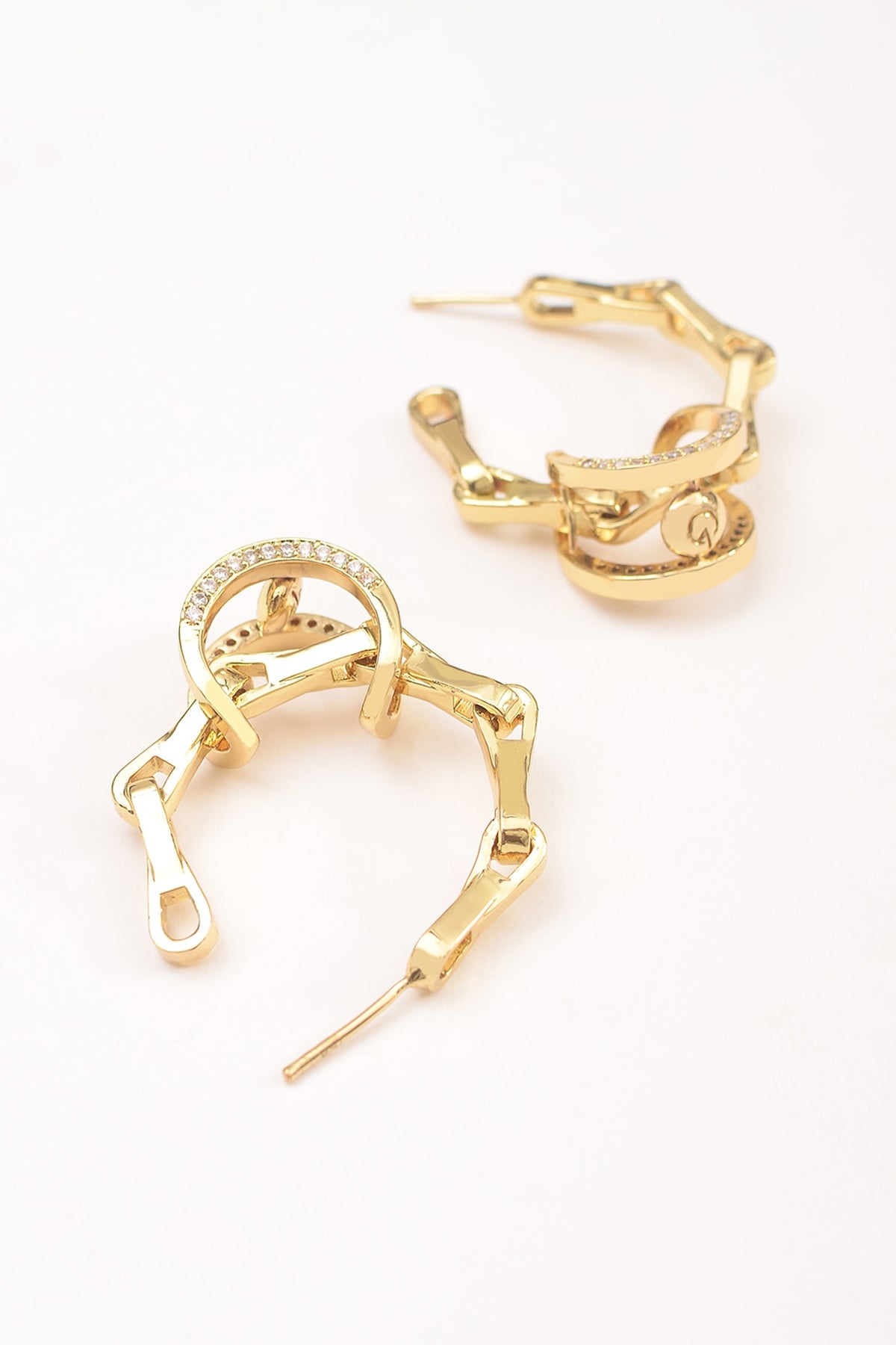 Gold Plated Zircon Kinetic Small Hoop Earrings