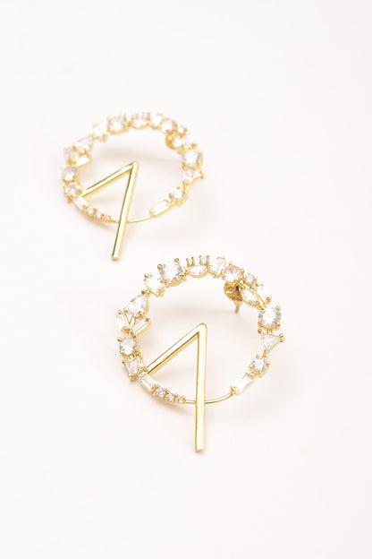 Gold Plated Cubic Zirconia Hoop Earrings