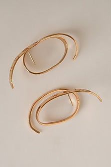 Gold Plated Long Bar Hoop Earrings