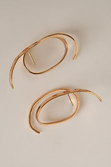 Gold Plated Long Bar Hoop Earrings