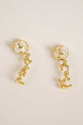 Gold Plated Freshwater Pearl Dangler Earrings