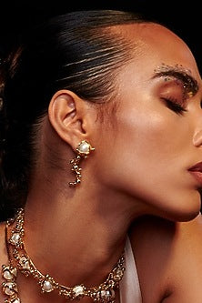 Gold Plated Freshwater Pearl Dangler Earrings