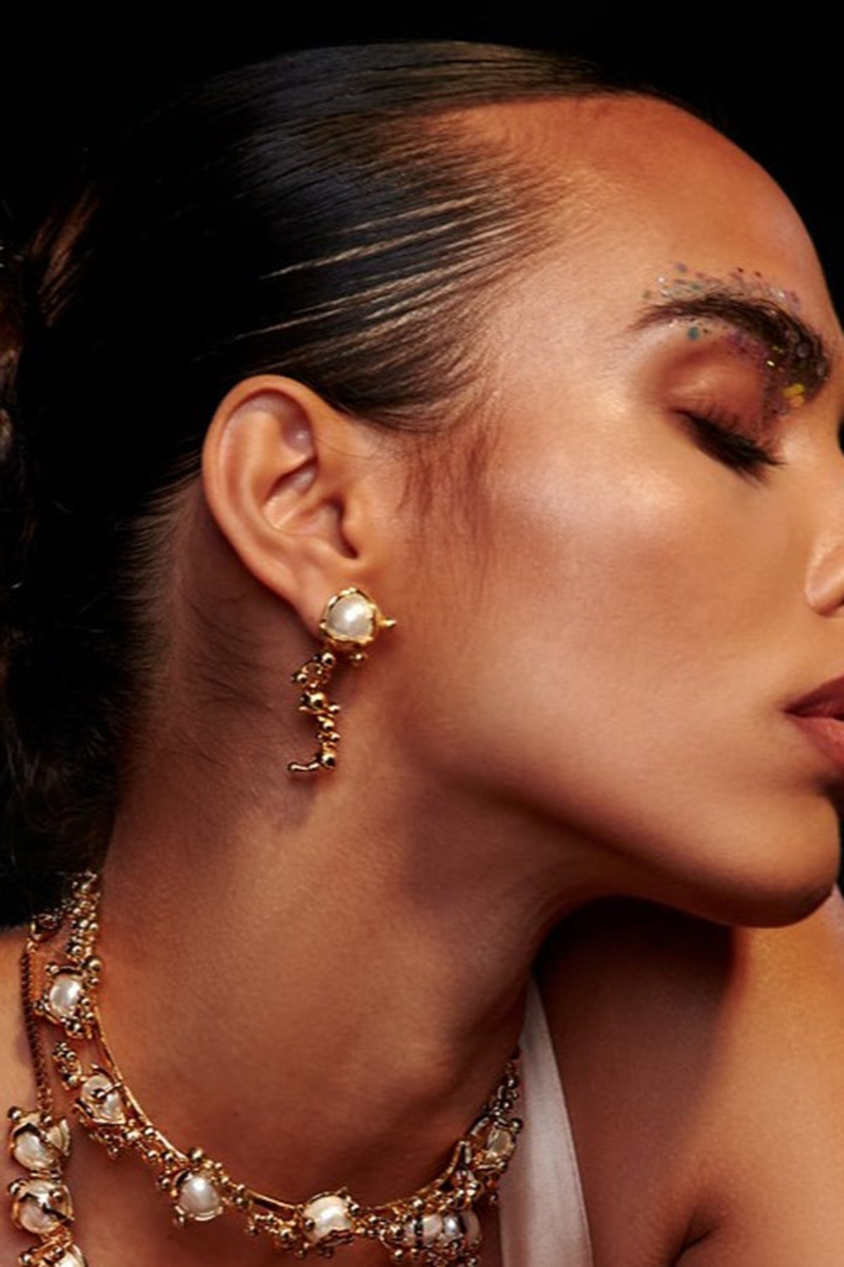 Gold Plated Freshwater Pearl Dangler Earrings