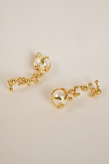 Gold Plated Freshwater Pearl Dangler Earrings
