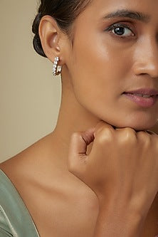 White Finish Cubic Zircon Earrings In Sterling Silver
