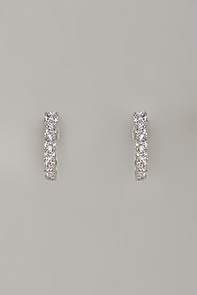 White Finish Cubic Zircon Earrings In Sterling Silver