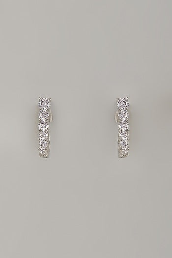 White Finish Cubic Zircon Earrings In Sterling Silver
