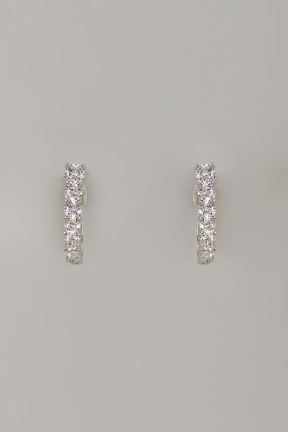White Finish Cubic Zircon Earrings In Sterling Silver