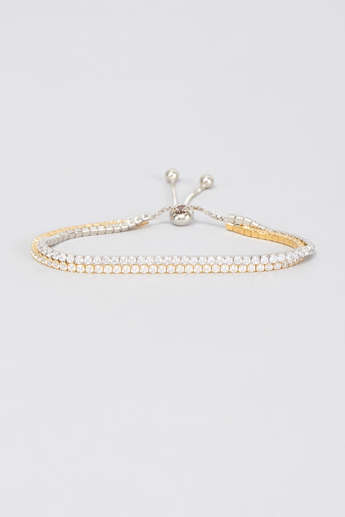 White Finish Adjustable Tennis Bracelet In Sterling Silver