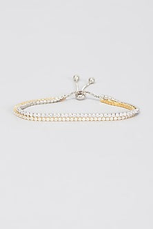 White Finish Adjustable Tennis Bracelet In Sterling Silver
