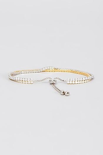 White Finish Adjustable Tennis Bracelet In Sterling Silver