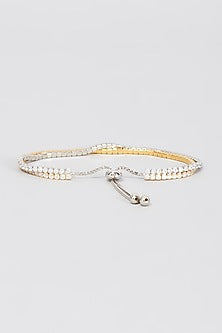 White Finish Adjustable Tennis Bracelet In Sterling Silver