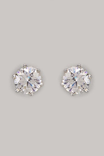 White Finish Swarovski Stud Earrings In Sterling Silver