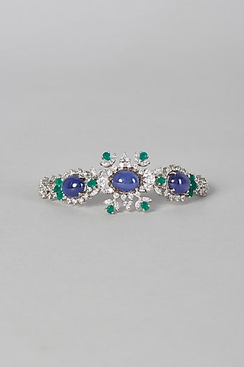 White Finish Amethyst Bracelet In Sterling Silver