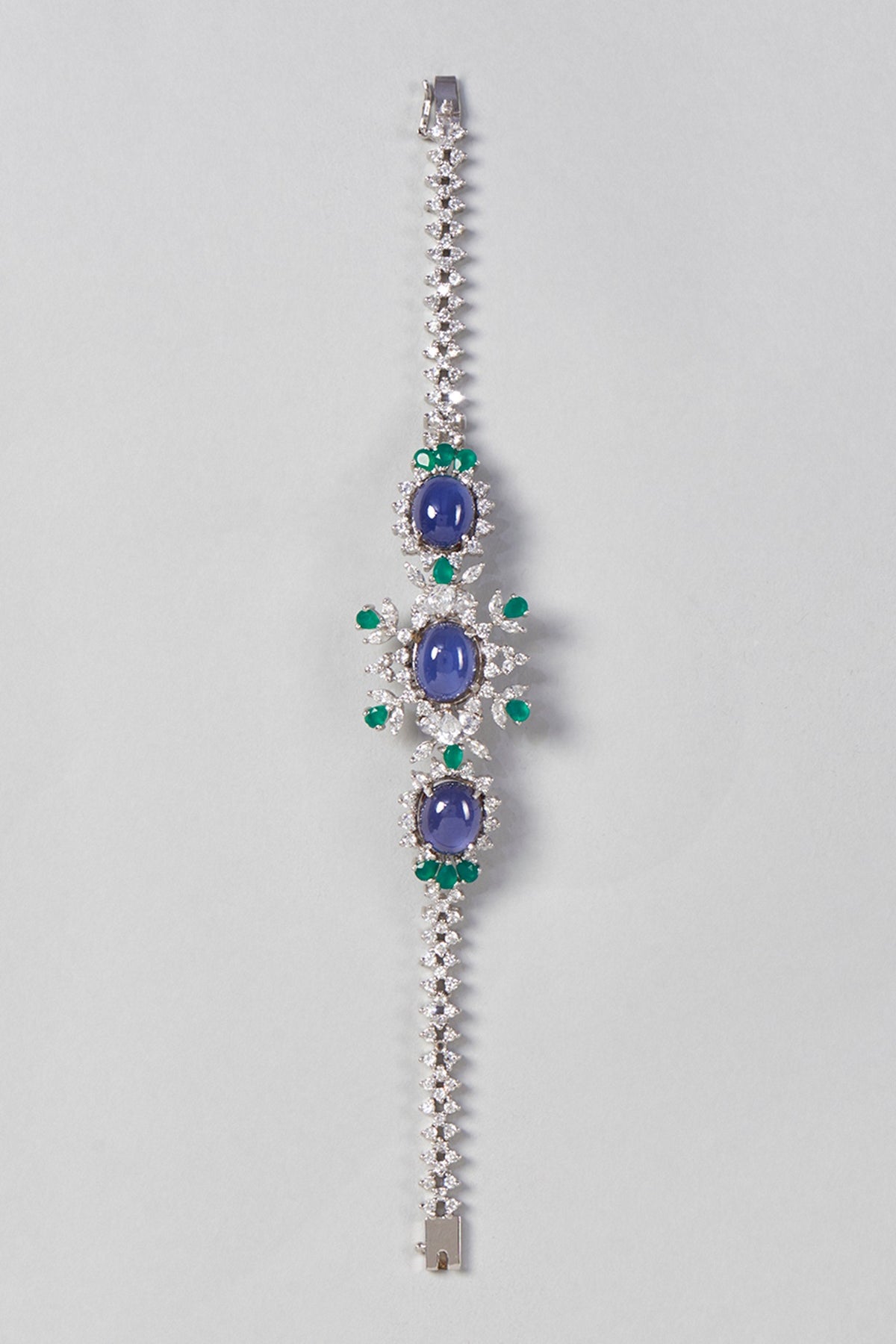 White Finish Amethyst Bracelet In Sterling Silver
