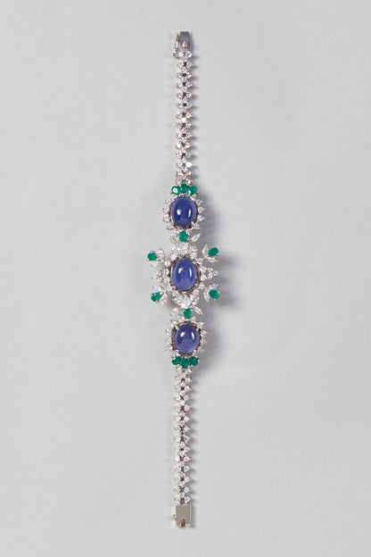 White Finish Amethyst Bracelet In Sterling Silver