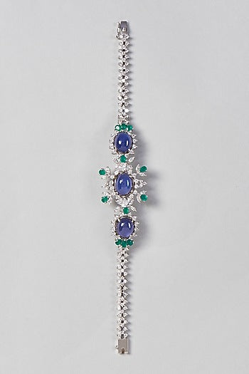 White Finish Amethyst Bracelet In Sterling Silver