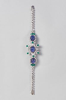 White Finish Amethyst Bracelet In Sterling Silver