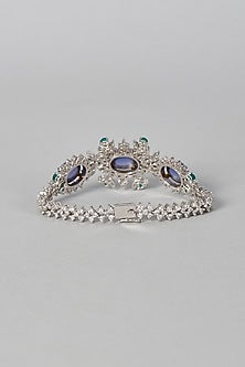 White Finish Amethyst Bracelet In Sterling Silver