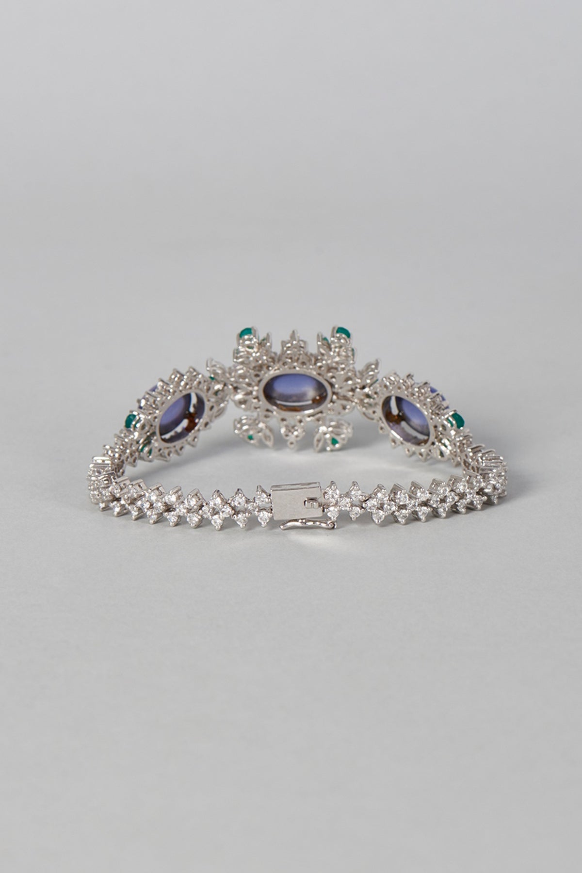 White Finish Amethyst Bracelet In Sterling Silver