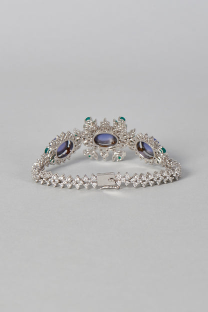 White Finish Amethyst Bracelet In Sterling Silver