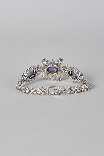 White Finish Amethyst Bracelet In Sterling Silver