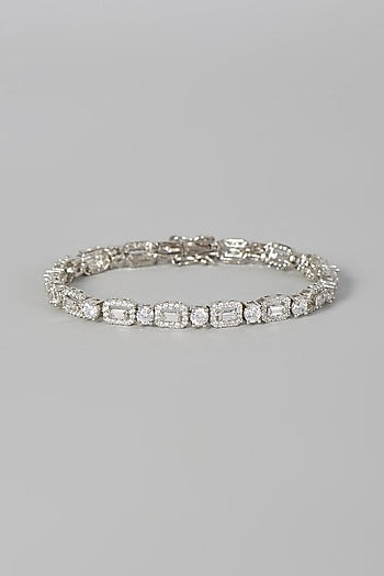 White Finish Zircon Bracelet In Sterling Silver