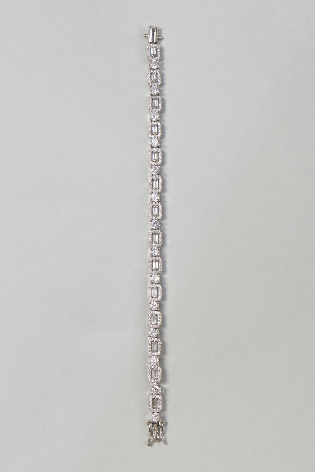 White Finish Zircon Bracelet In Sterling Silver