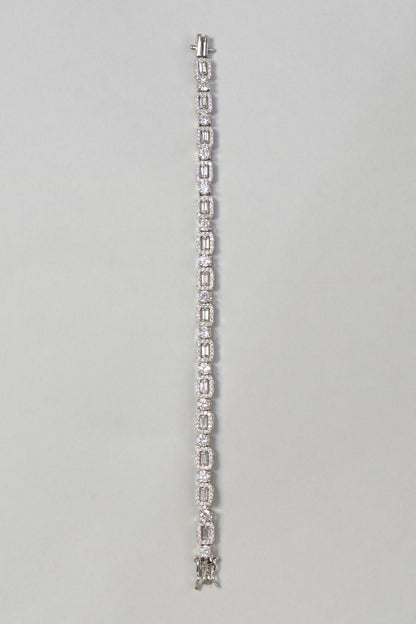 White Finish Zircon Bracelet In Sterling Silver