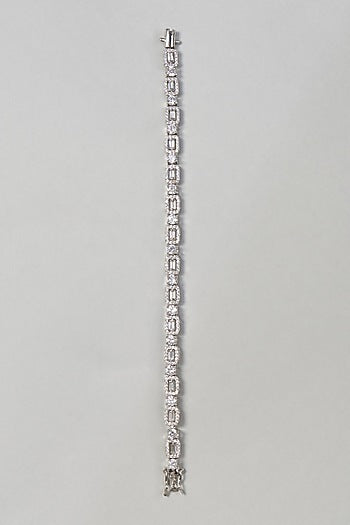White Finish Zircon Bracelet In Sterling Silver